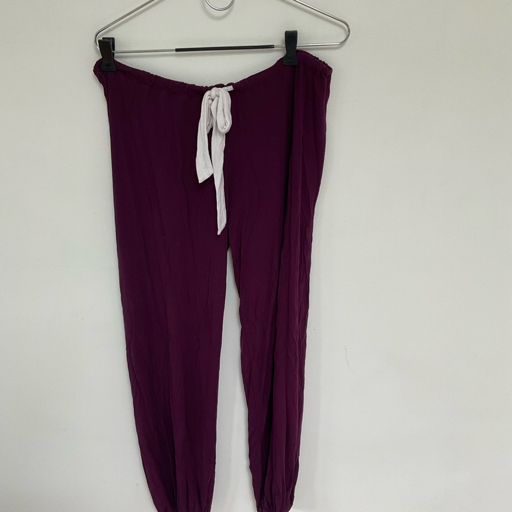 Eberjey Purple Track Pants with White Drawstring